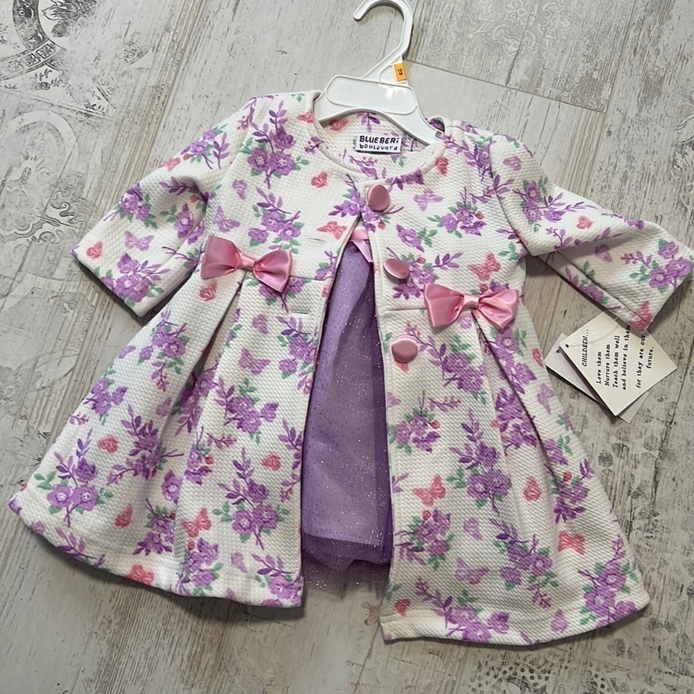 Blueberi Bolevard Fancy Dress and Coat NWT size 12M